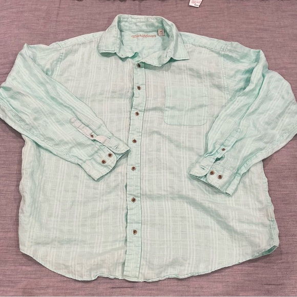 Caribbean Other - Caribbean Green Casual Button Down Shirt Lightweight Size 2XBIG